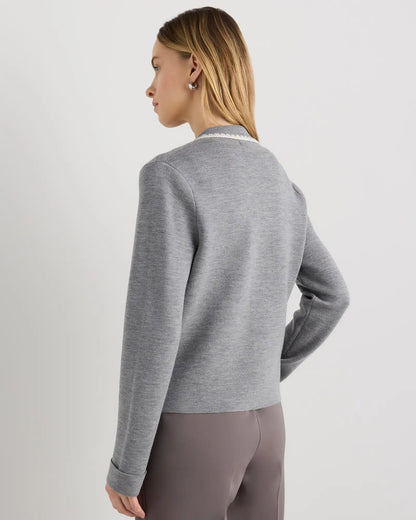 Australian Merino Wool Crochet Trim Sweater Jacket