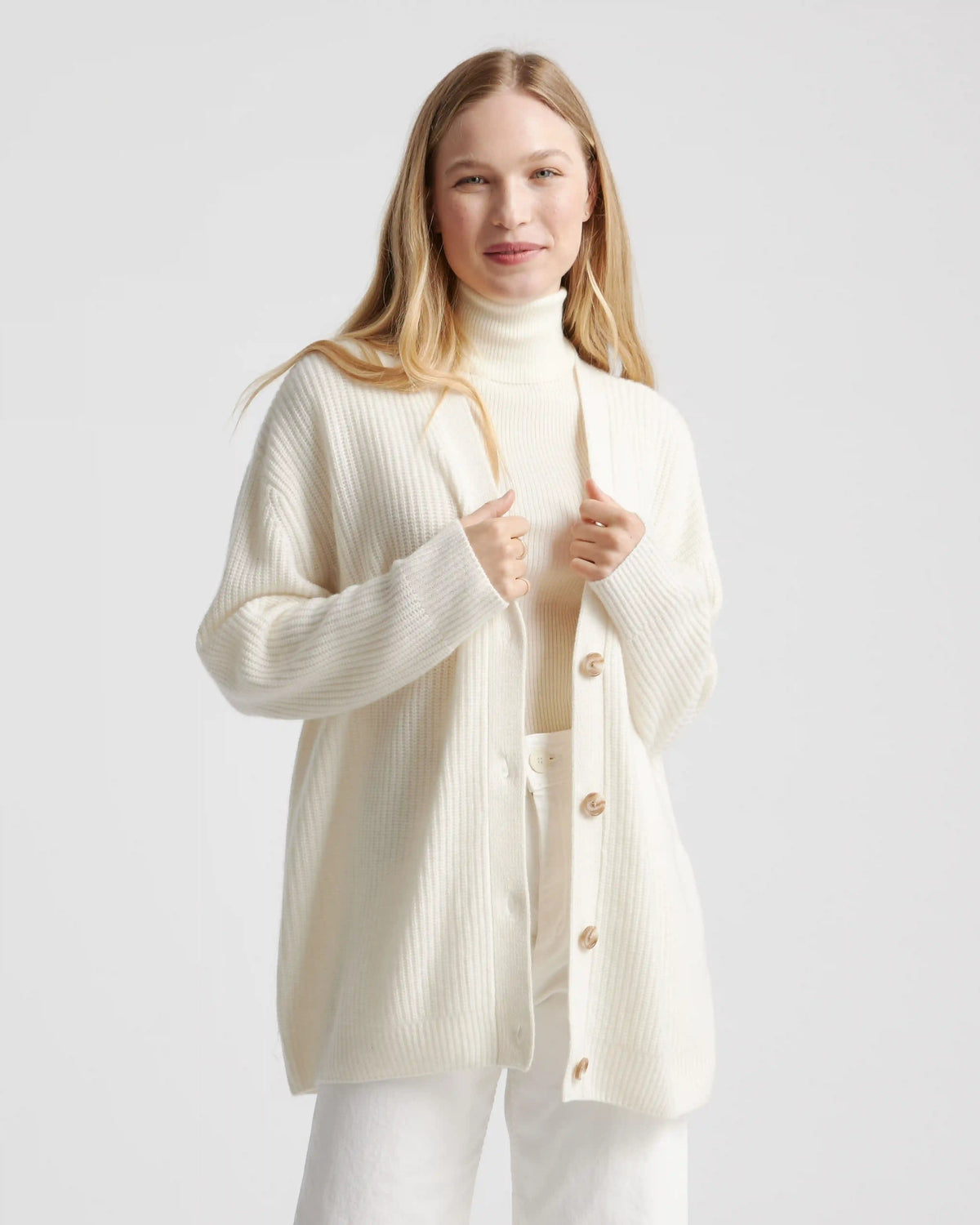 Mongolian Spring Cashmere Oversized Boyfriend Cardigan Sweater