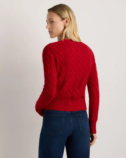Mongolian Cashmere Shrunken Cable Crewneck Sweater