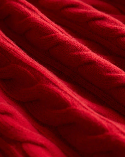 Mongolian Cashmere Shrunken Cable Crewneck Sweater