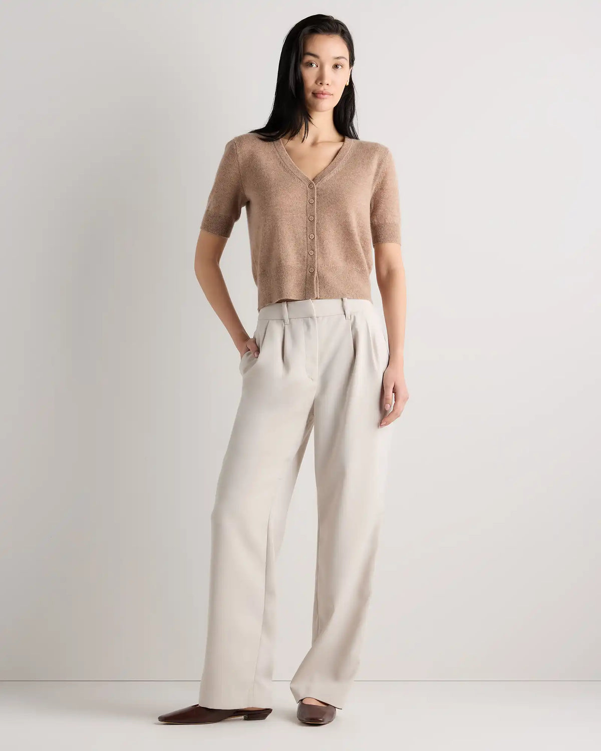 Mongolian Cashmere Short Sleeve Cardigan