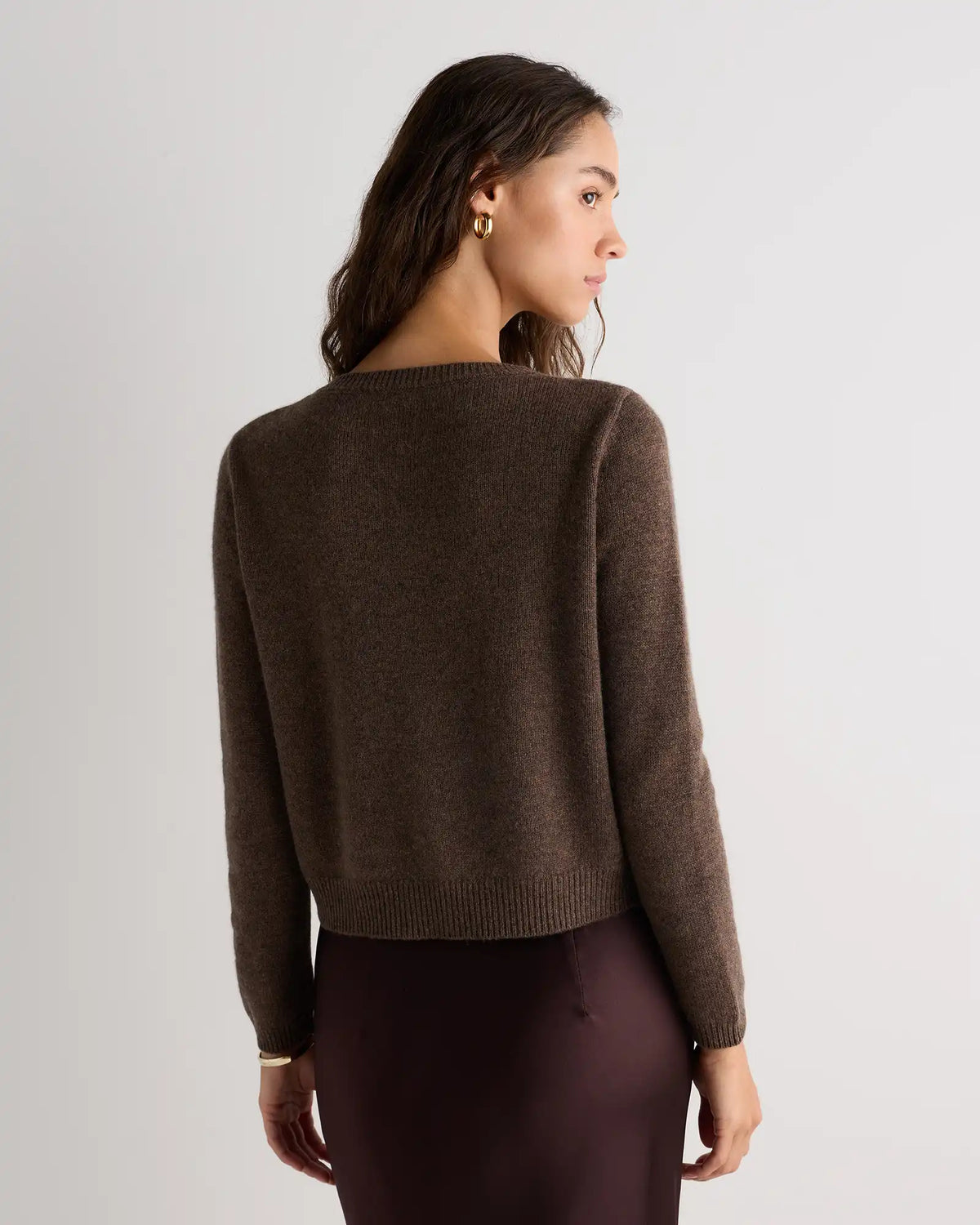 Mongolian Cashmere Cropped Crew Cardigan