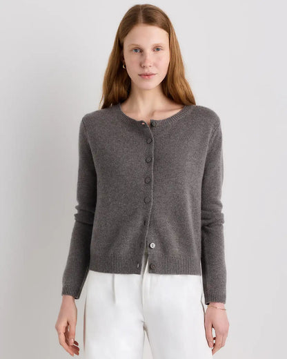 Mongolian Cashmere Cropped Crew Cardigan