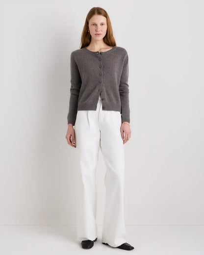 Mongolian Cashmere Cropped Crew Cardigan