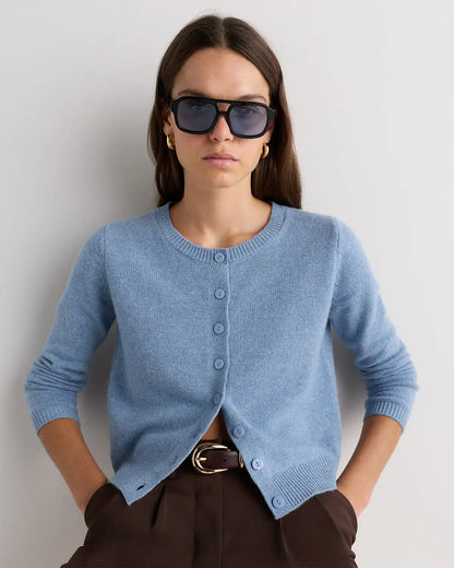 Mongolian Cashmere Cropped Crew Cardigan