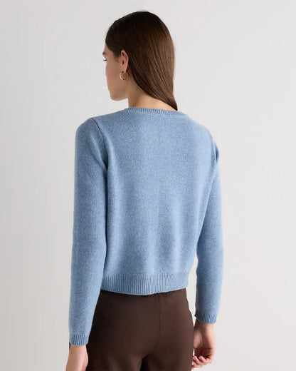 Mongolian Cashmere Cropped Crew Cardigan