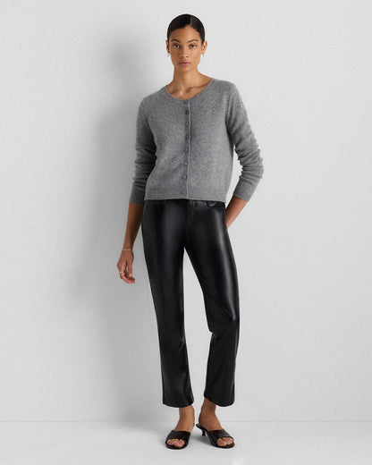 Mongolian Cashmere Cropped Crew Cardigan