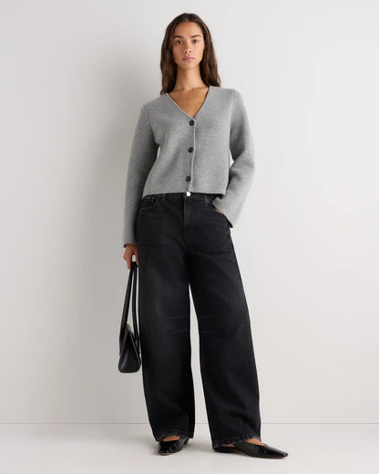 Mongolian Cashmere Structured V-Neck Cardigan