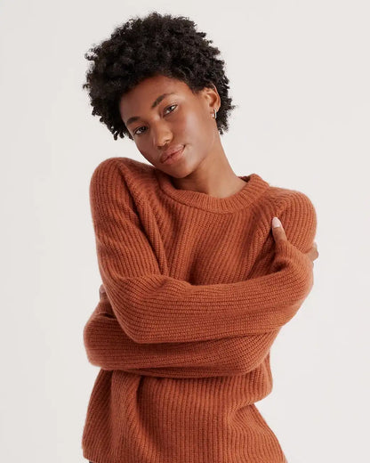 Mongolian Cashmere Fisherman Crewneck Sweater
