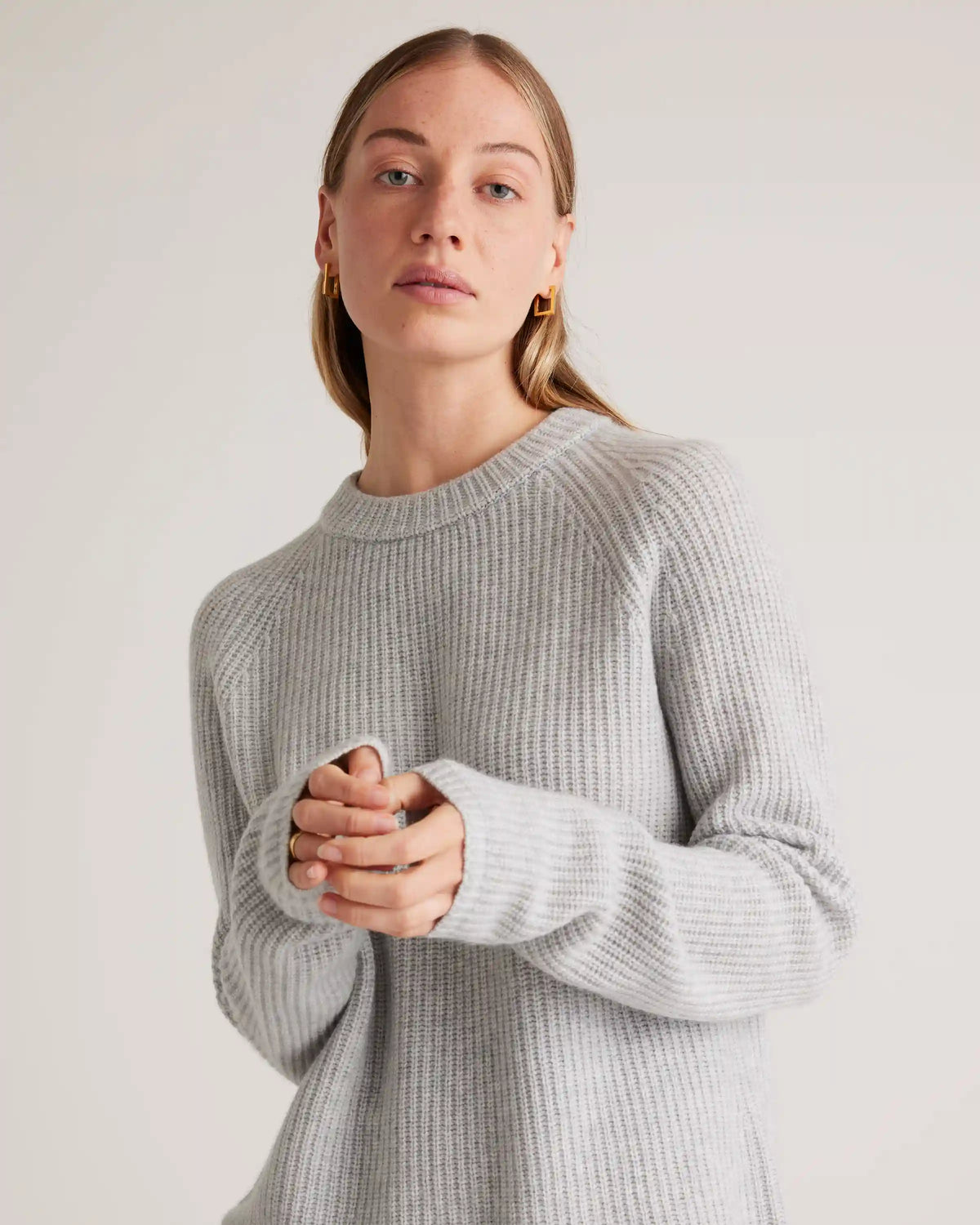 Mongolian Cashmere Fisherman Crewneck Sweater