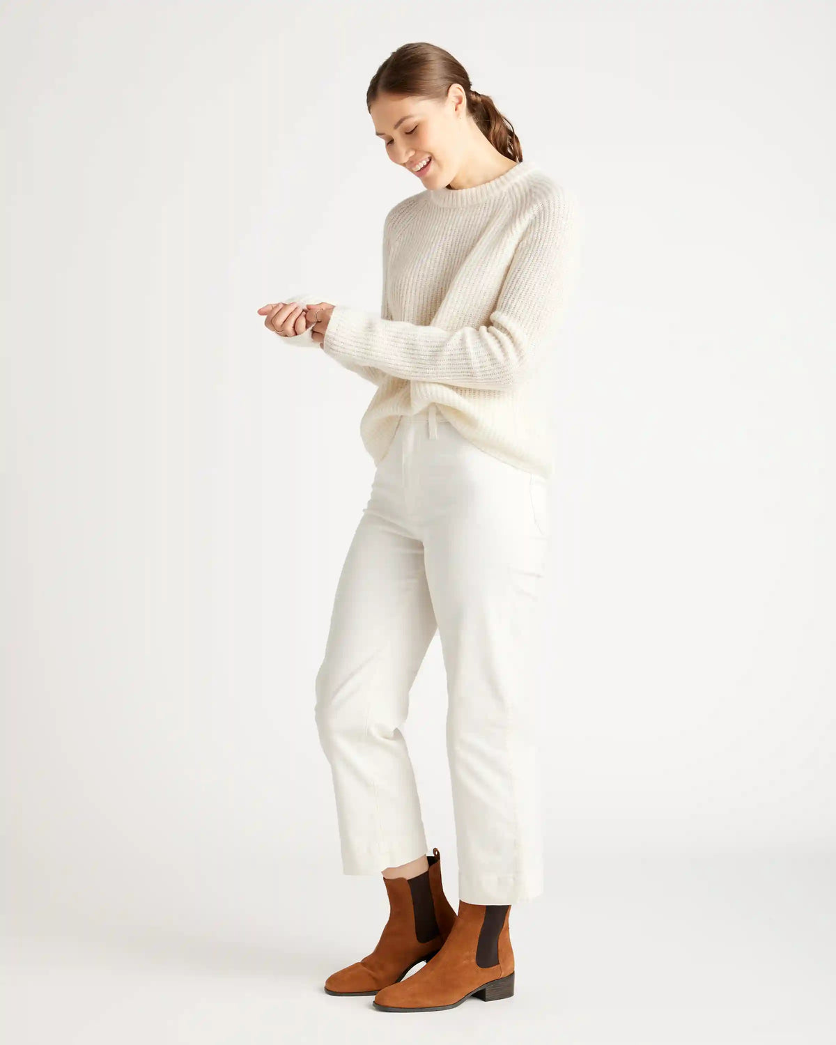 Mongolian Spring Cashmere Fisherman Crewneck Sweater