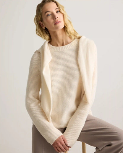 Mongolian Cashmere Fisherman Crewneck Sweater