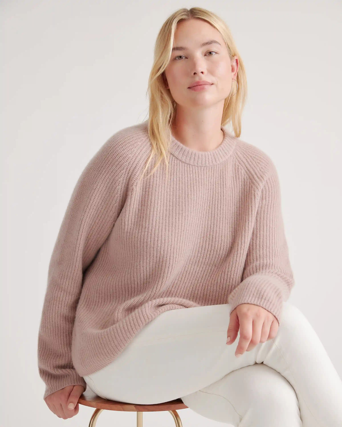 Mongolian Cashmere Fisherman Crewneck Sweater
