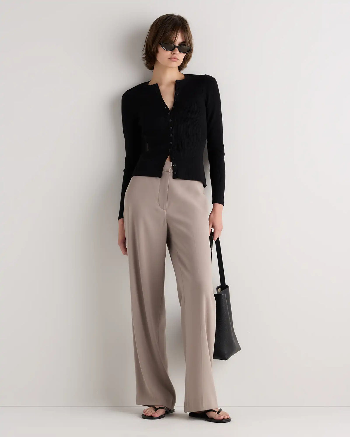 Cotton Cashmere Fitted Ribbed Cardigan