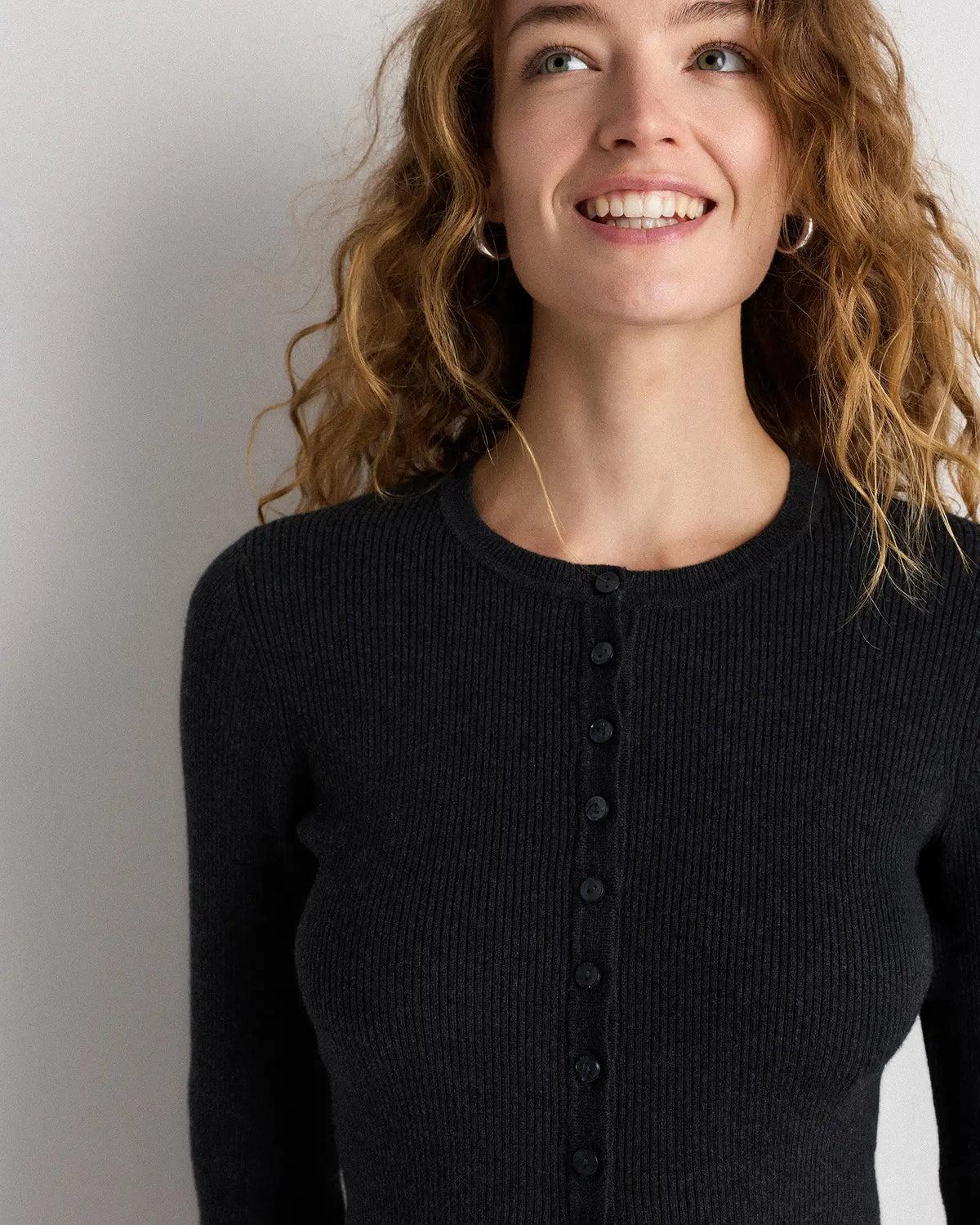 Cotton Cashmere Fitted Ribbed Cardigan