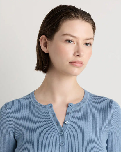 Cotton Cashmere Fitted Ribbed Cardigan