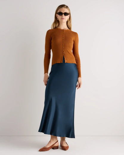 Cotton Cashmere Fitted Ribbed Cardigan