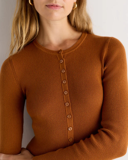 Cotton Cashmere Fitted Ribbed Cardigan