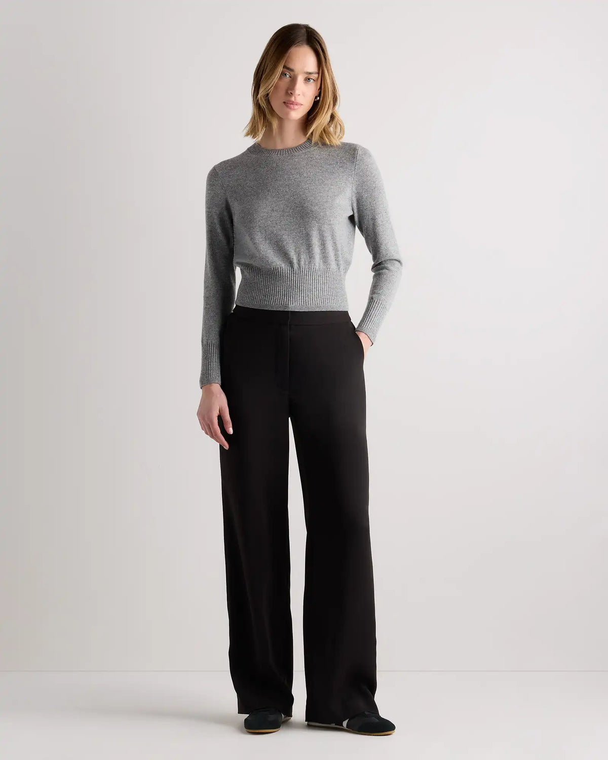 Mongolian Cashmere Shrunken Crewneck Sweater