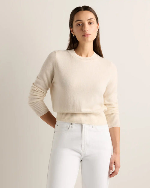 Mongolian Cashmere Shrunken Crewneck Sweater