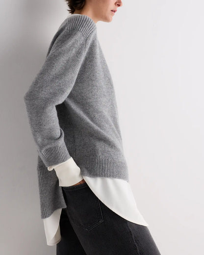 100% Mongolian Cashmere Layered V-Neck Sweater