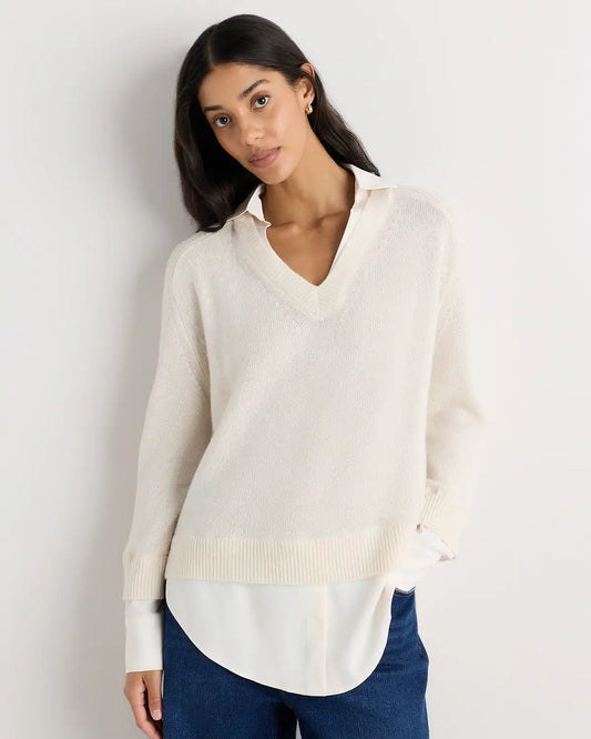 100% Mongolian Cashmere Layered V-Neck Sweater