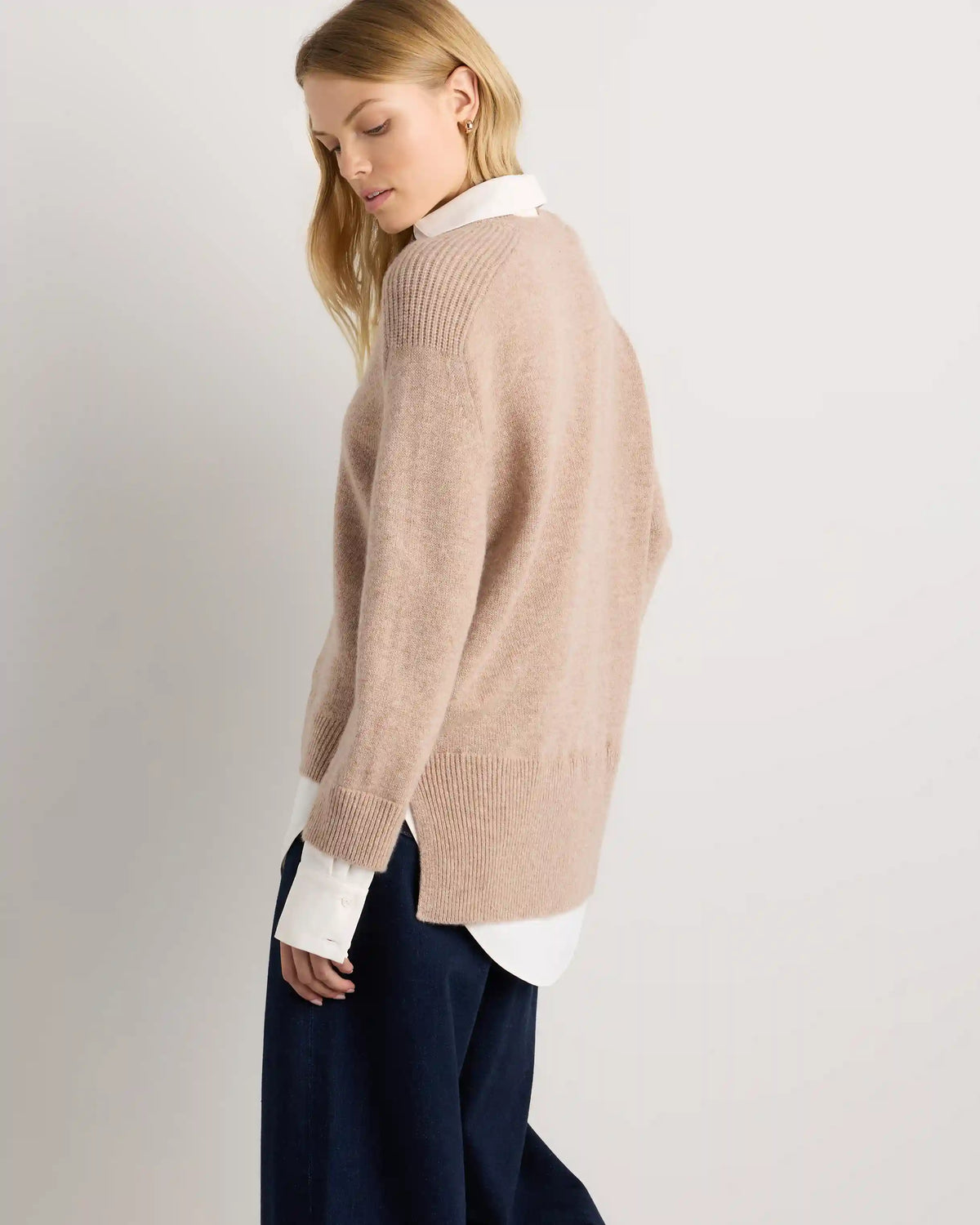 100% Mongolian Cashmere Layered V-Neck Sweater