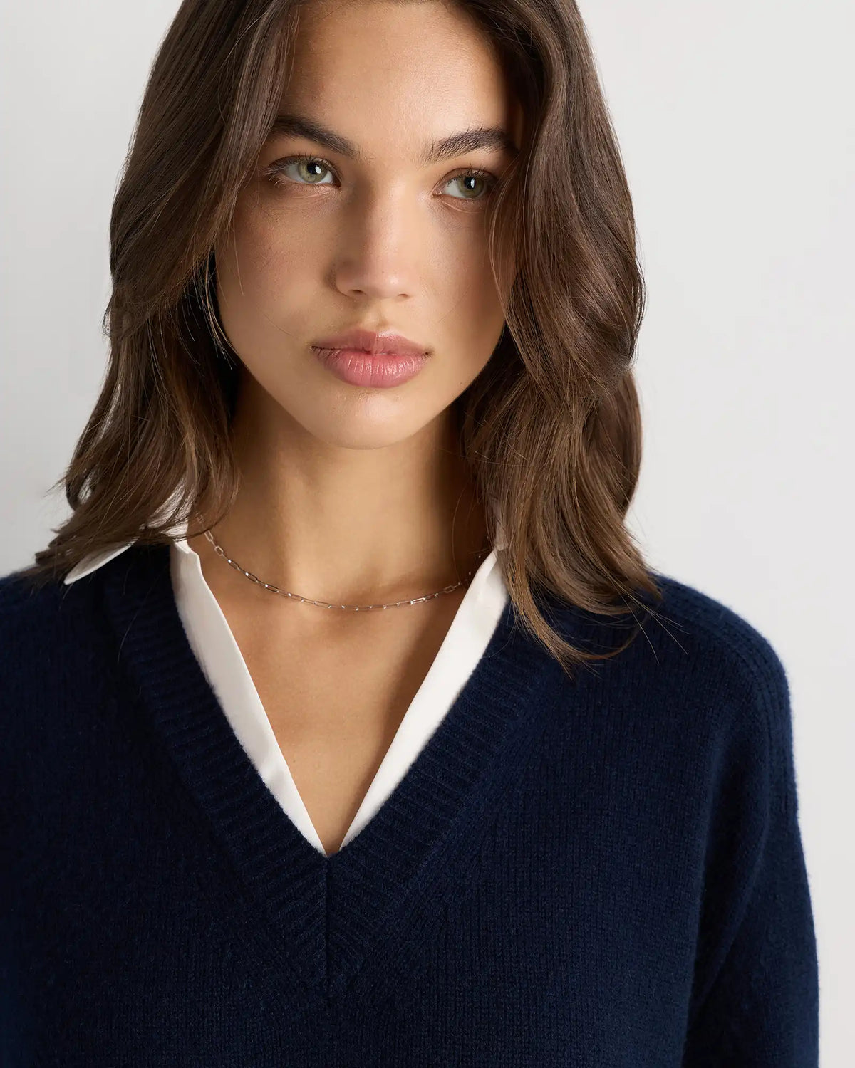 100% Mongolian Cashmere Layered V-Neck Sweater