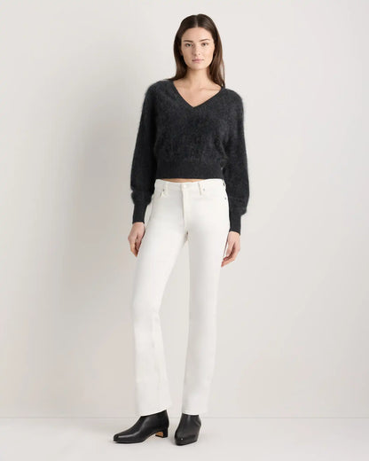 Brushed Cashmere Shrunken V-Neck Sweater