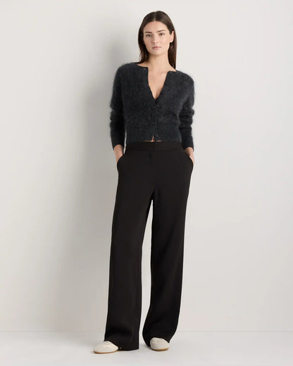 Brushed Cashmere Cropped Crewneck Cardigan