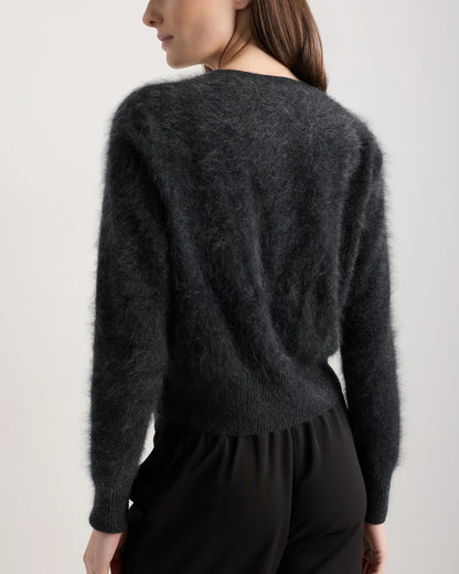 Brushed Cashmere Cropped Crewneck Cardigan