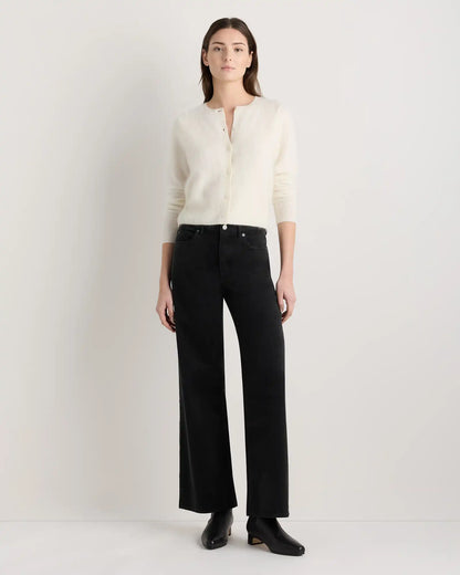 Brushed Cashmere Cropped Crewneck Cardigan