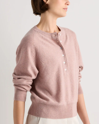 Mongolian Cashmere Dolman Sleeve Henley Sweater