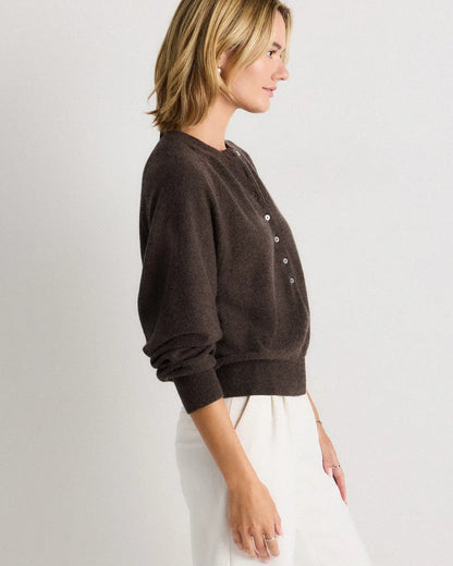 Mongolian Cashmere Dolman Sleeve Henley Sweater