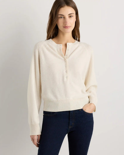 Mongolian Cashmere Dolman Sleeve Henley Sweater