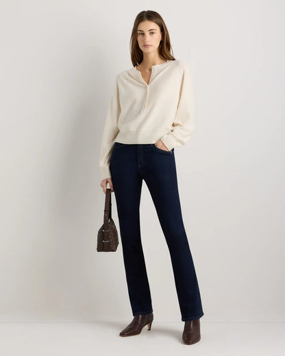 Mongolian Cashmere Dolman Sleeve Henley Sweater