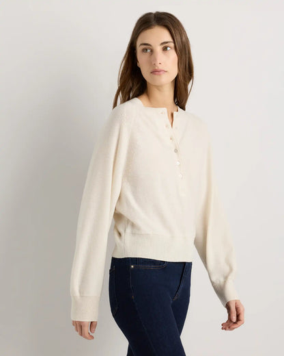 Mongolian Cashmere Dolman Sleeve Henley Sweater