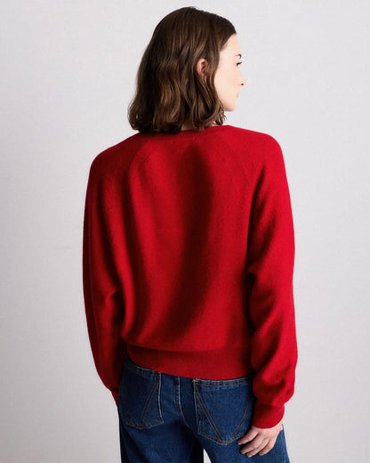 Mongolian Cashmere Dolman Sleeve Henley Sweater