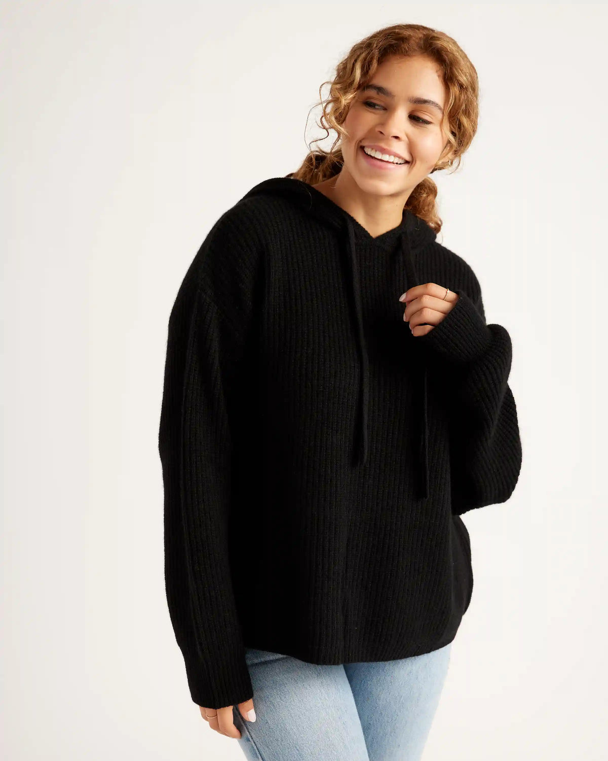 Mongolian Cashmere Fisherman Pullover Hoodie