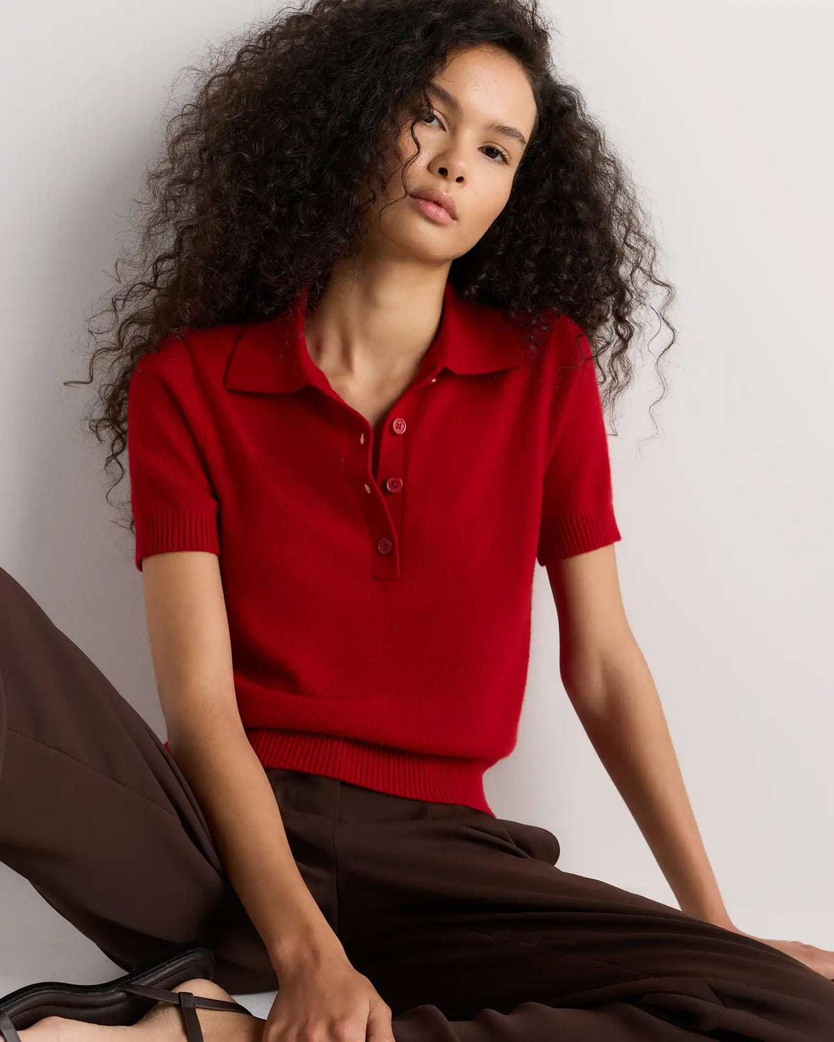 Mongolian Cashmere Short Sleeve Polo