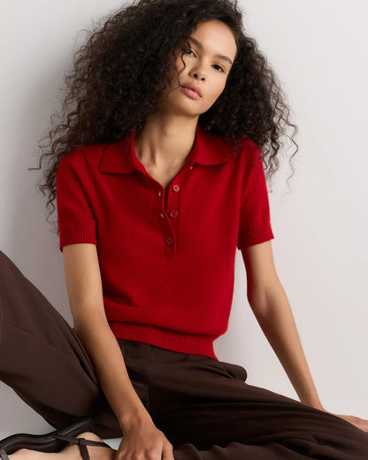 Mongolian Cashmere Short Sleeve Polo
