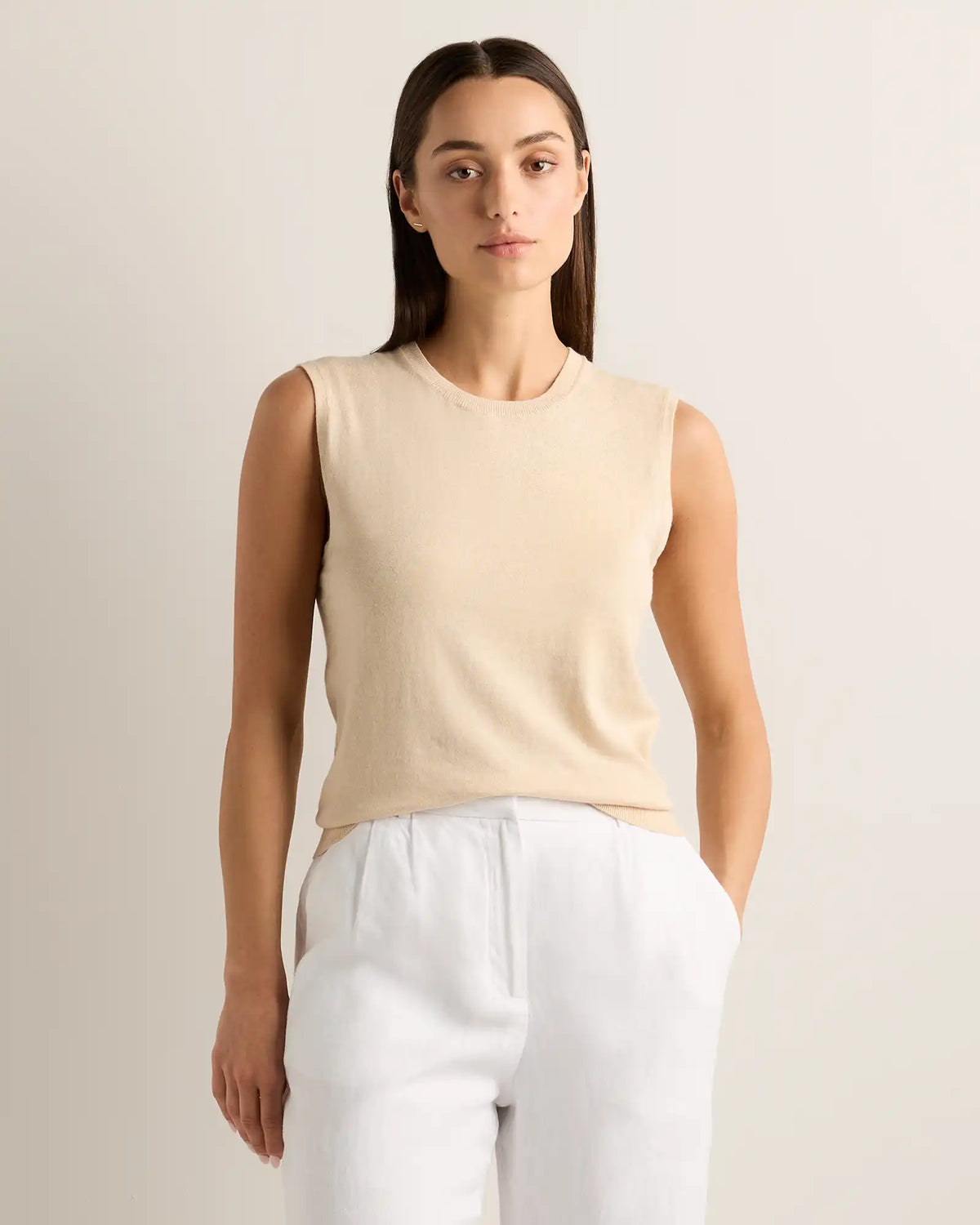 Lightweight Cotton Cashmere Sweater Tank