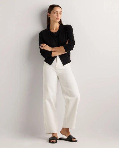 Lightweight Cotton Cashmere Crew Cardigan