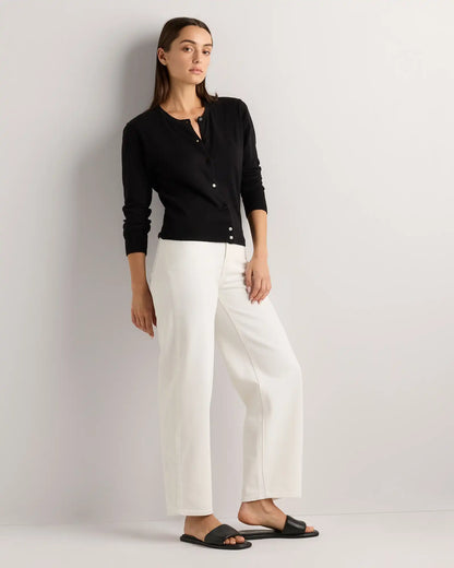 Lightweight Cotton Cashmere Crew Cardigan
