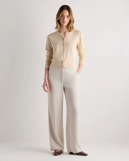 Lightweight Cotton Cashmere Crew Cardigan