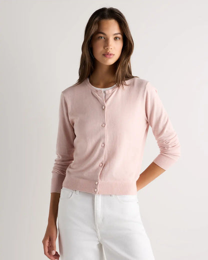 Lightweight Cotton Cashmere Crew Cardigan