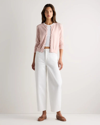 Lightweight Cotton Cashmere Crew Cardigan