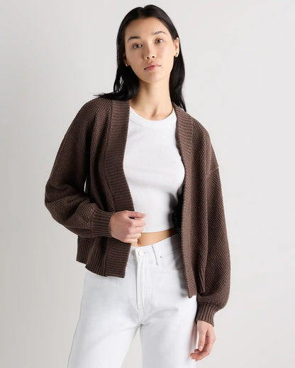 100% Organic Cotton Waffle Stitch Open Cardigan