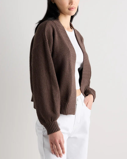 100% Organic Cotton Waffle Stitch Open Cardigan