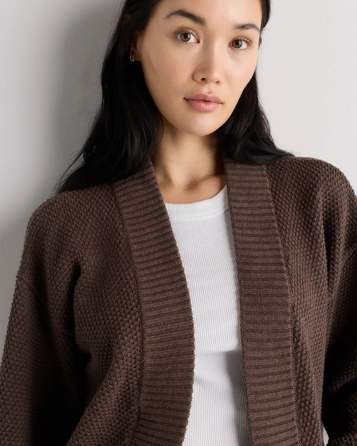 100% Organic Cotton Waffle Stitch Open Cardigan